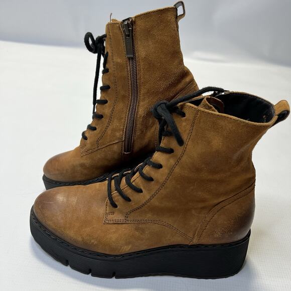 Paul Green Women Brown Leather Lace-up Festival Combat Boots size 6.5 US AUS 4 - Picture 1 of 15